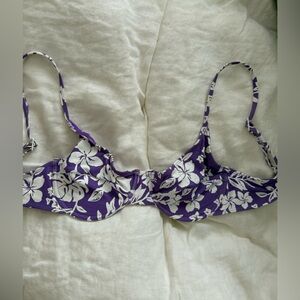 Stone Fox Swim Purple Floral Underwire Bikini Top with Floral Print size small